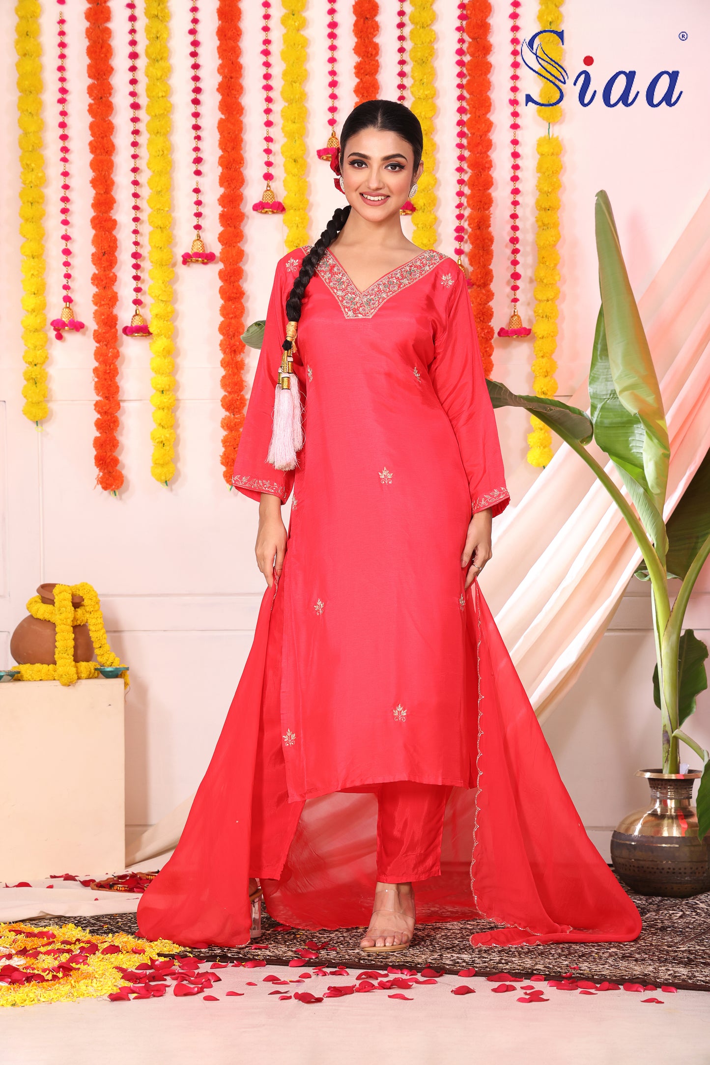 PF8644 - , , Ethnic Clothing Festive Collection Hand Embroidery Kurta Sets Silk