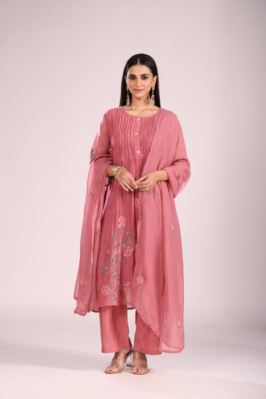 Lavender Kurti Set with Pant & Dupatta โ 3 Pc Ethnic Wear