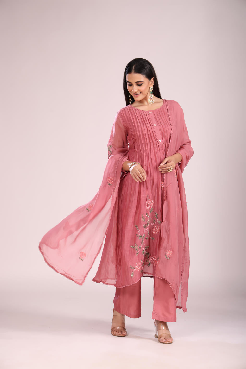 Lavender Kurti Set with Pant & Dupatta โ 3 Pc Ethnic Wear
