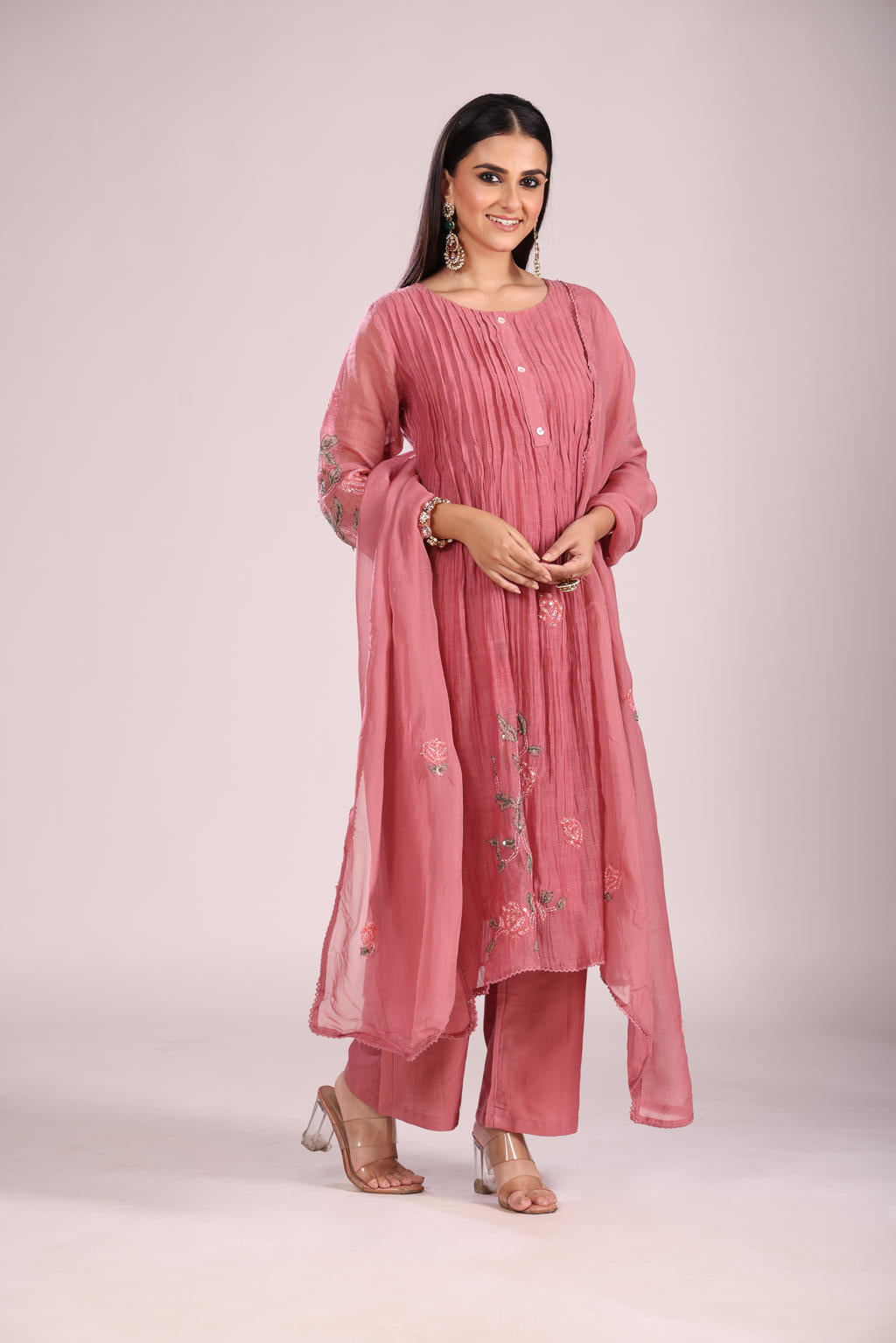 Lavender Kurti Set with Pant & Dupatta โ 3 Pc Ethnic Wear