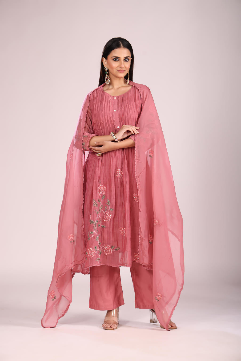 Lavender Kurti Set with Pant & Dupatta โ 3 Pc Ethnic Wear