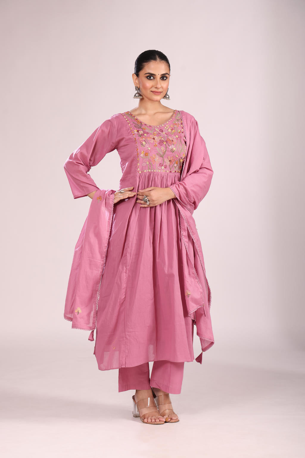 Cotton Kurti Set with Pant & Dupatta – Printed, 3 Pc