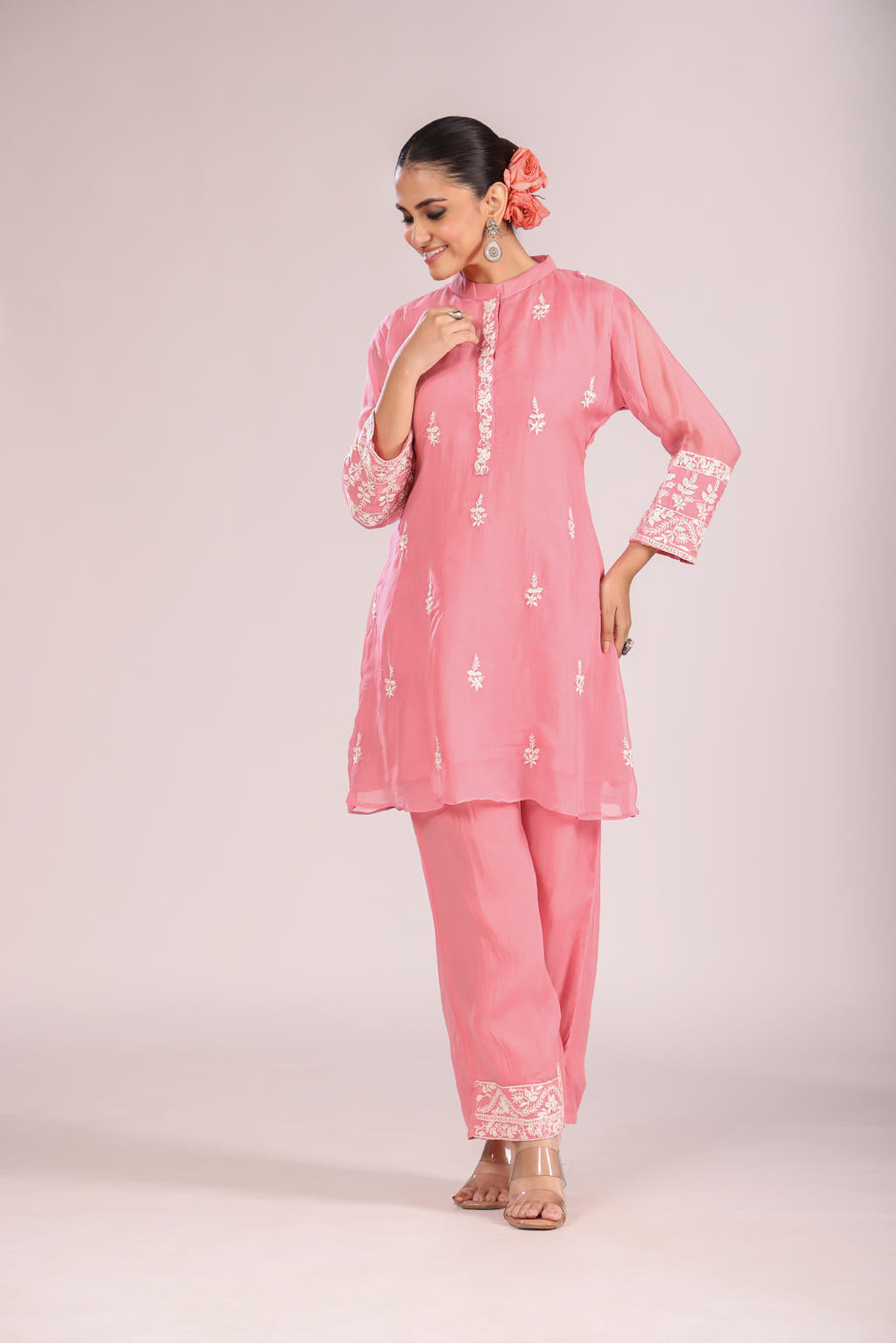 Organza Cord Set โ 2 Pc Kurti with Pant, Indo-Western Style