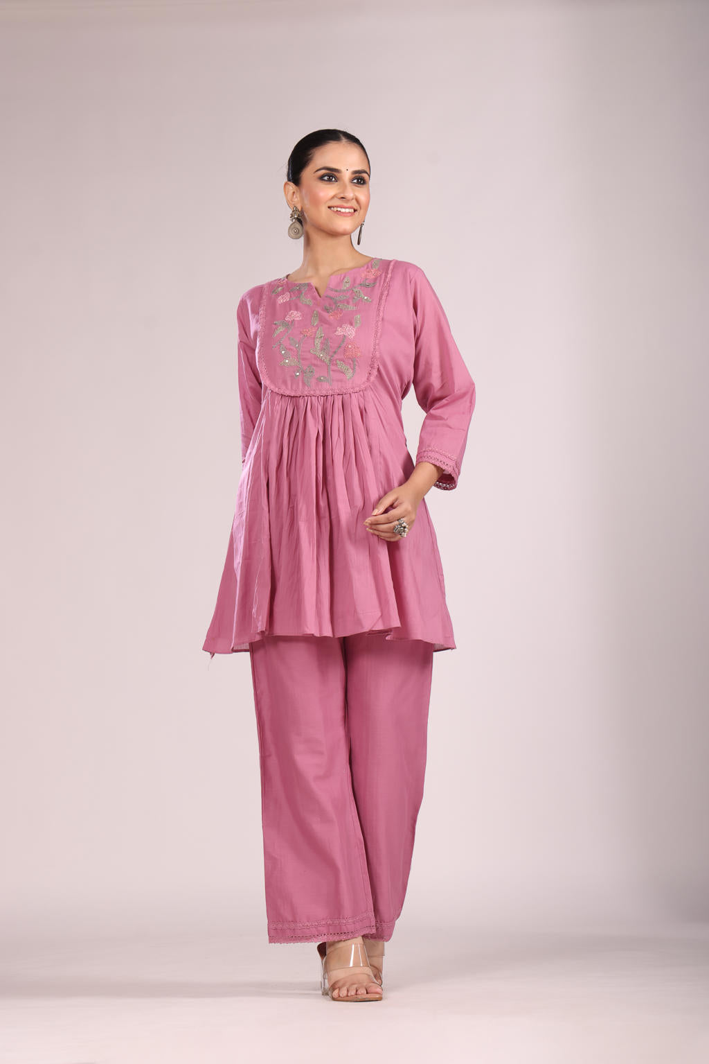 Cotton Cord Set โ 2 Pc Kurti with Pant, Indo-Western Style