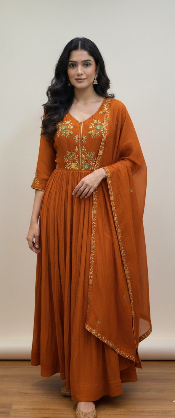 Anarkali style Gown with Dupatta
