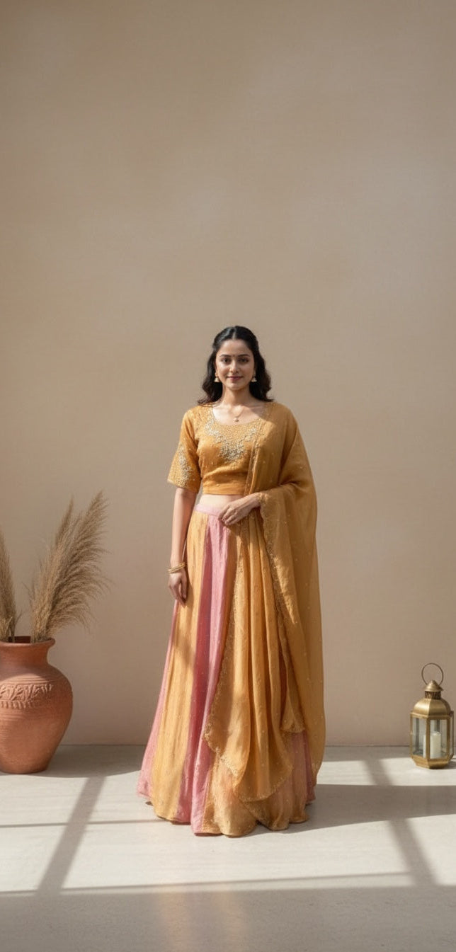 Alternate Kali Pattern Skirt, Blouse & Dupatta