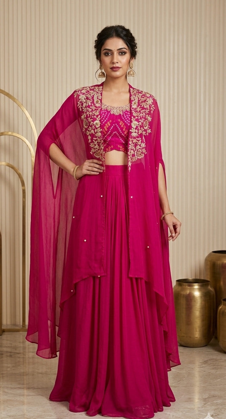 Crop Top With Skirt and Cape
