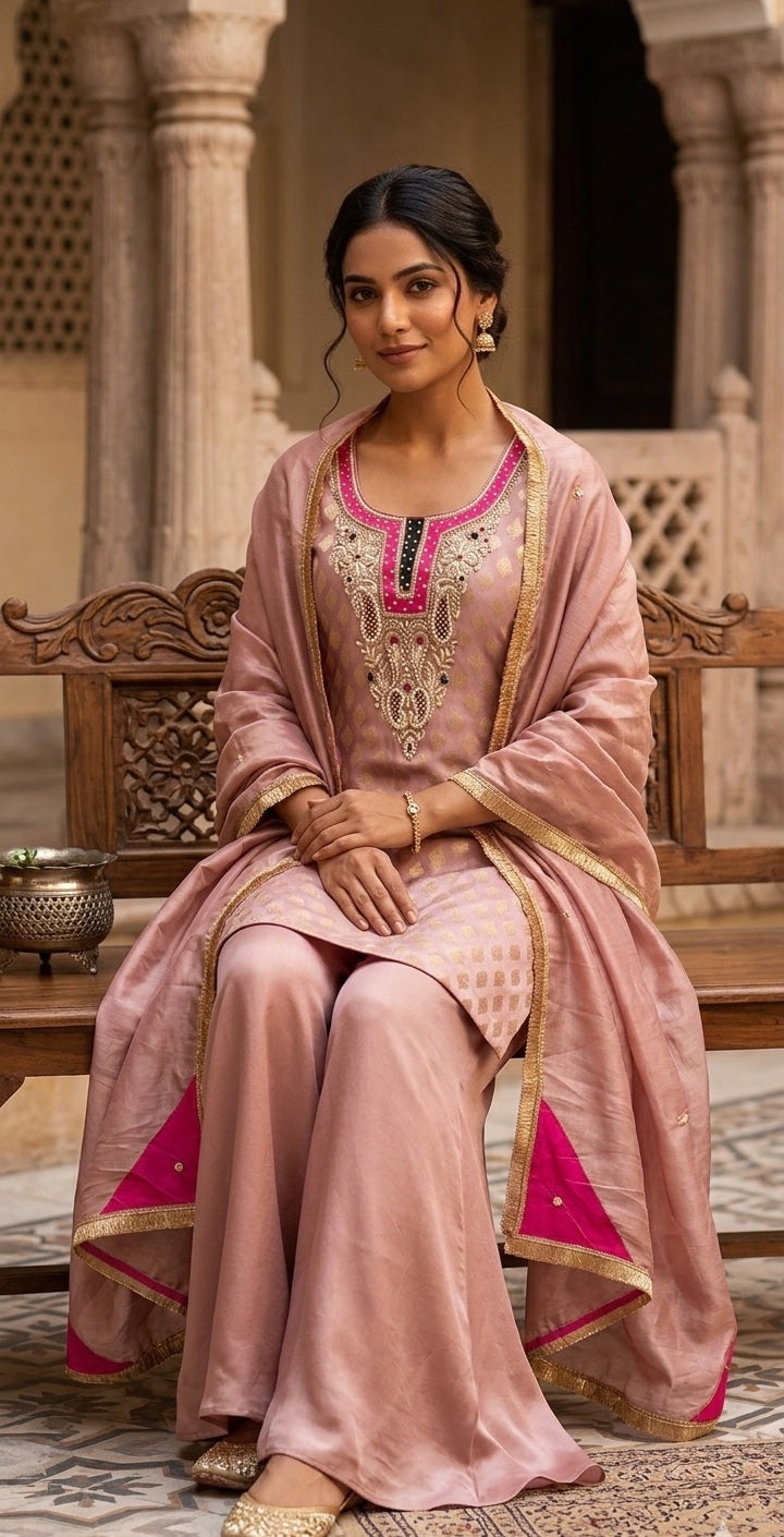 3 Pc Kurti, Sharrara, Dupatta.