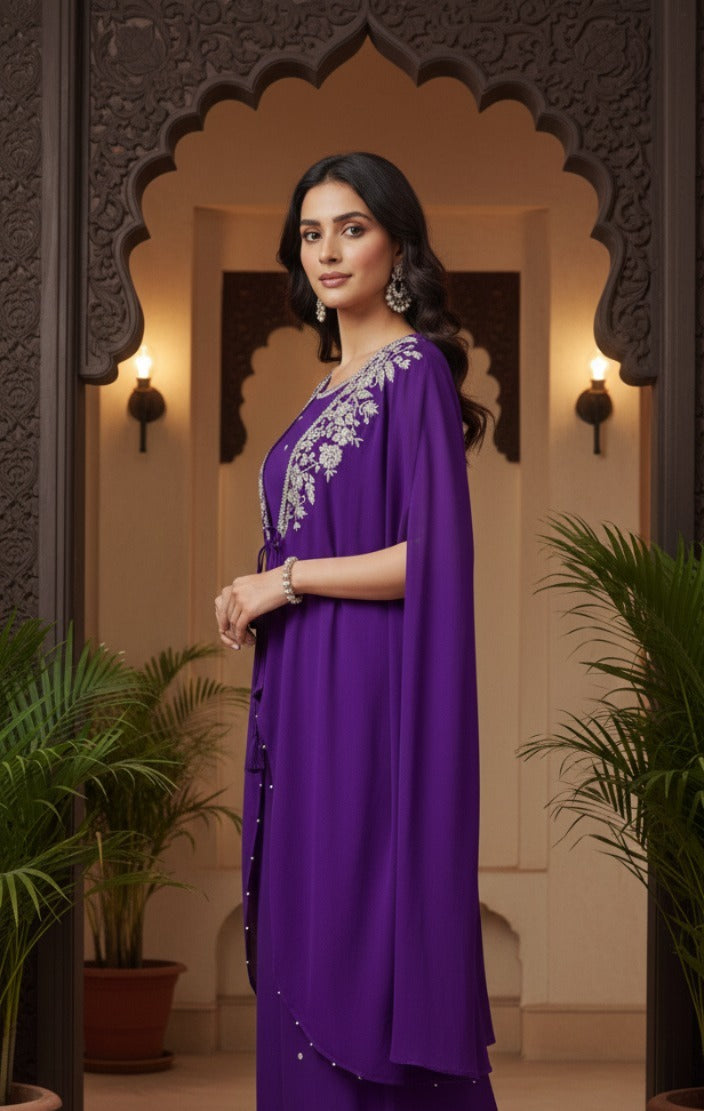 2Pc Cape Bustier Pant Set