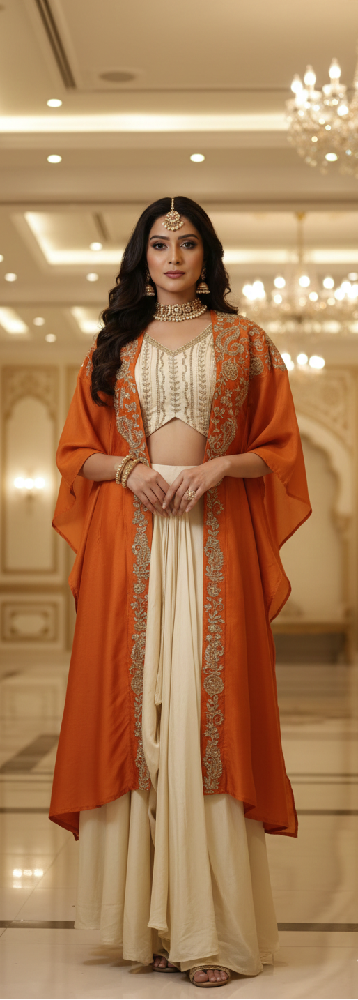 CAPE WITH BUSTIER AND DRAPE SKIRT