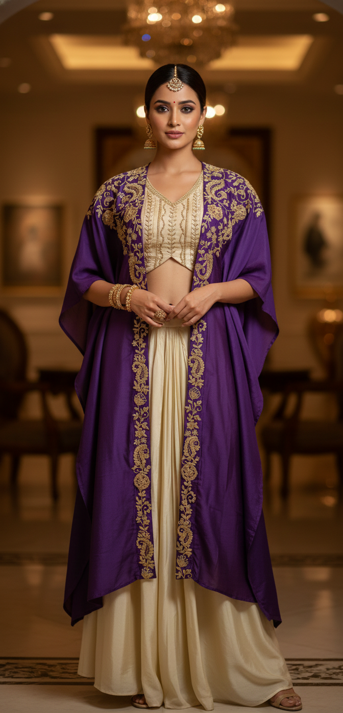 CAPE WITH BUSTIER AND DRAPE SKIRT