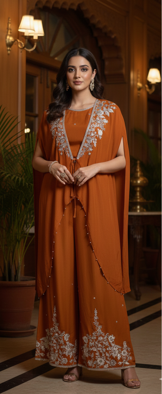 2Pc Cape Bustier Pant Set