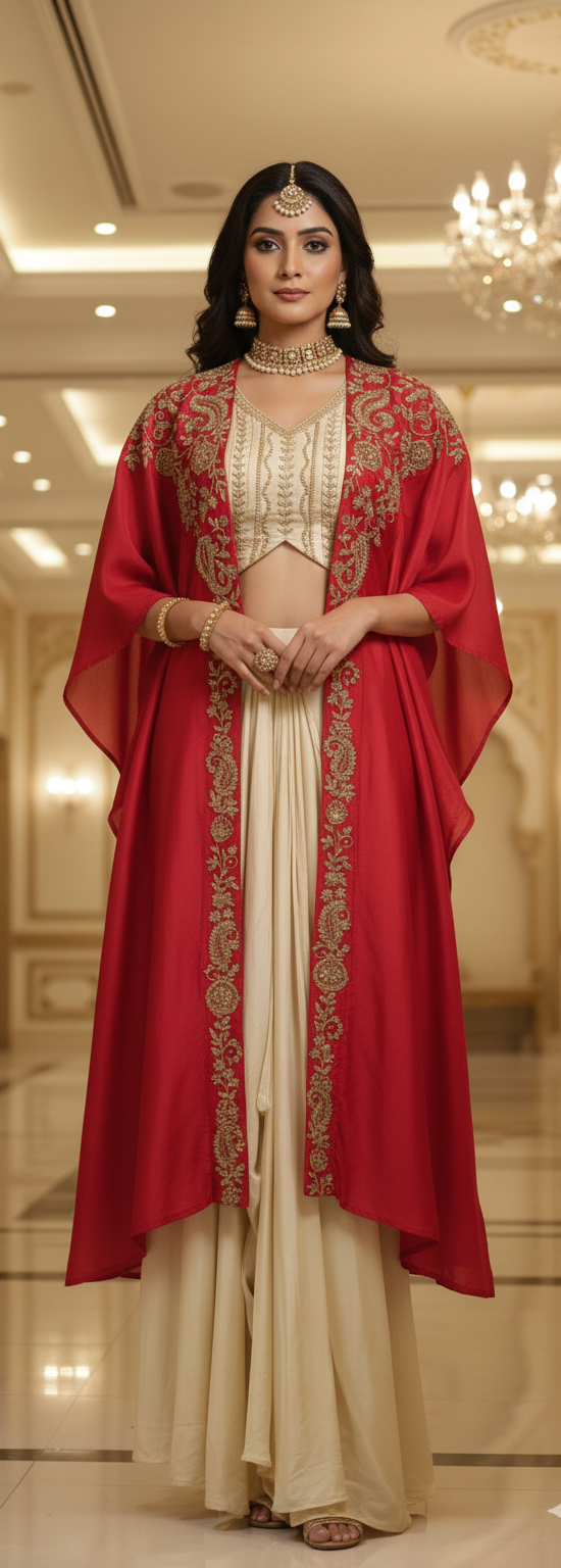 CAPE WITH BUSTIER AND DRAPE SKIRT