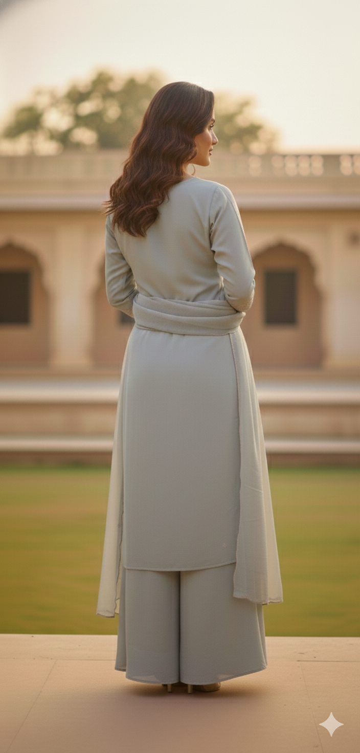 3Pc Kurti, Sharrara, Dupatta Set