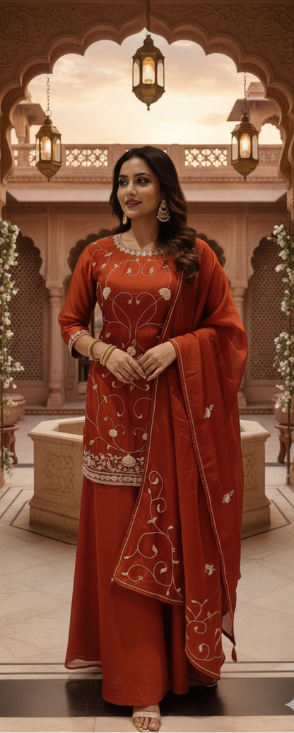 3 pc Kurti, Sharara & Dupatta