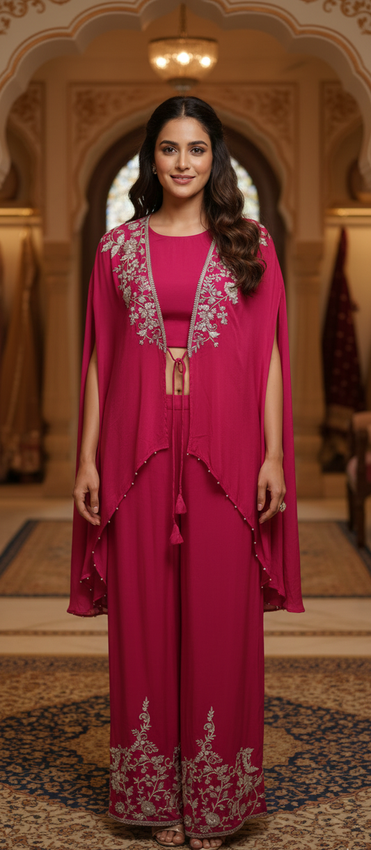 2Pc Cape Bustier Pant Set