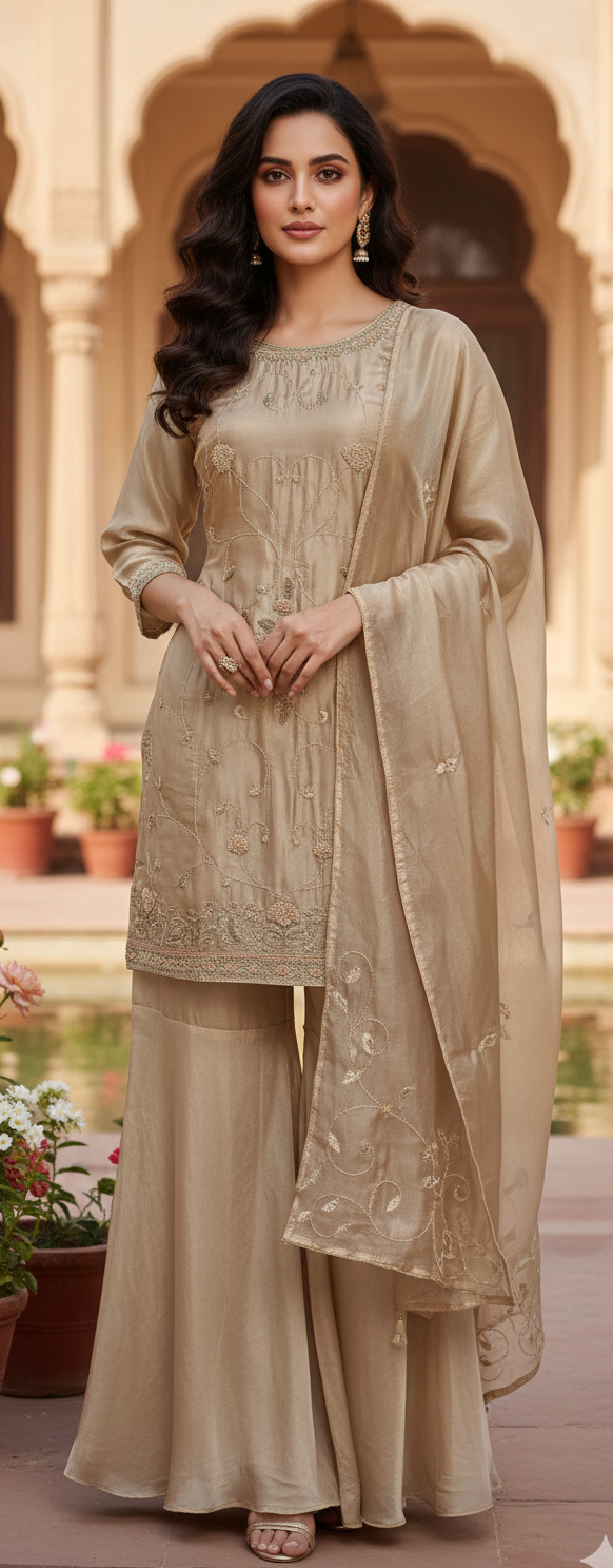 3 pc Kurti, Sharara & Dupatta