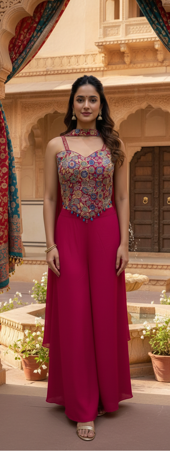 Crop Top, Divider with Choker dupatta