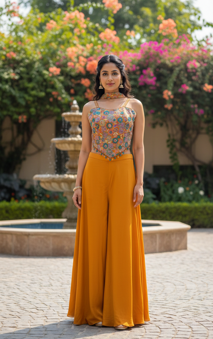 Crop Top, Divider with Choker dupatta