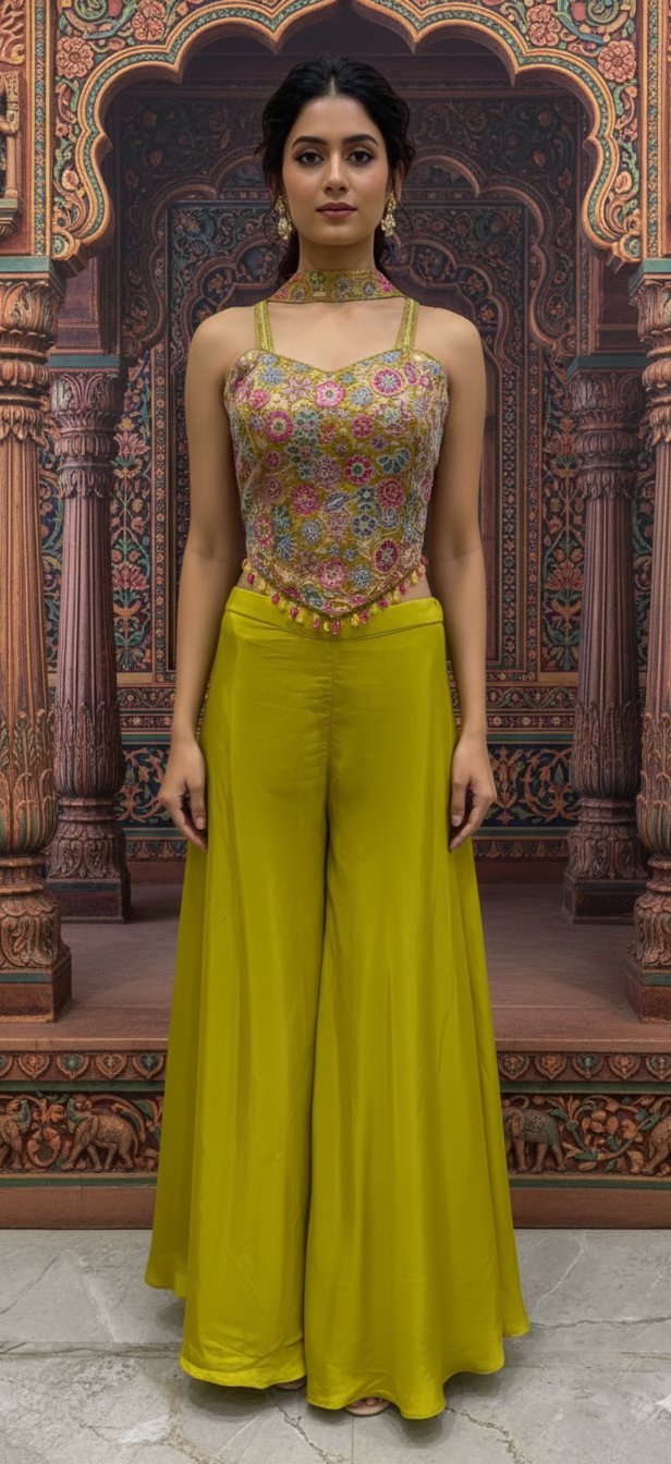 Crop Top, Divider with Choker dupatta