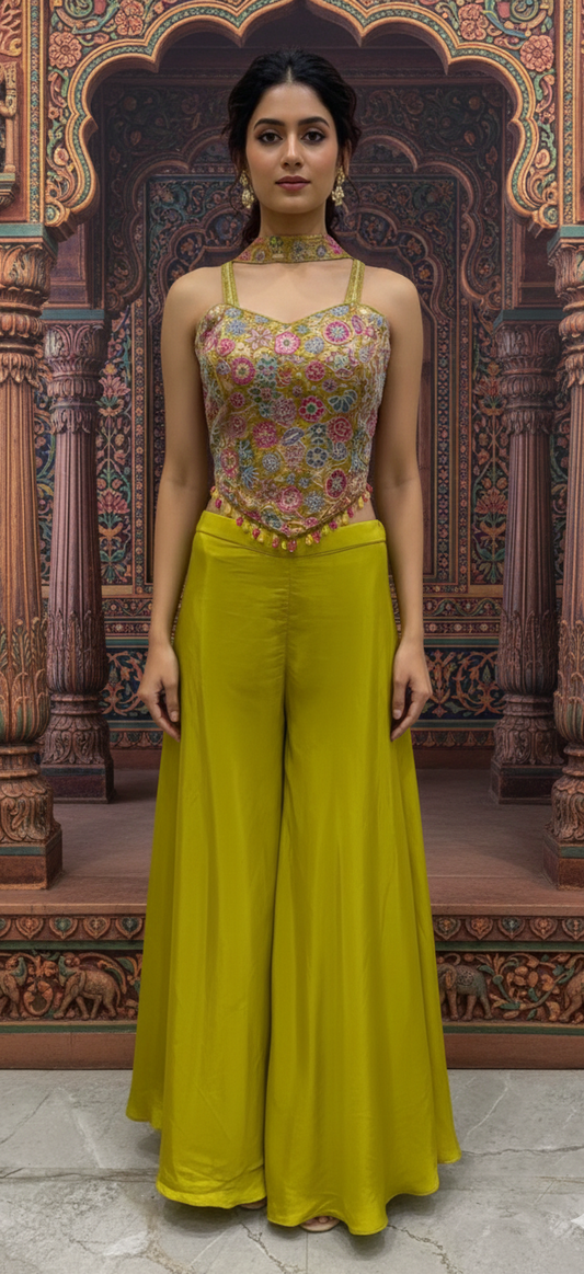 Crop Top, Divider with Choker dupatta