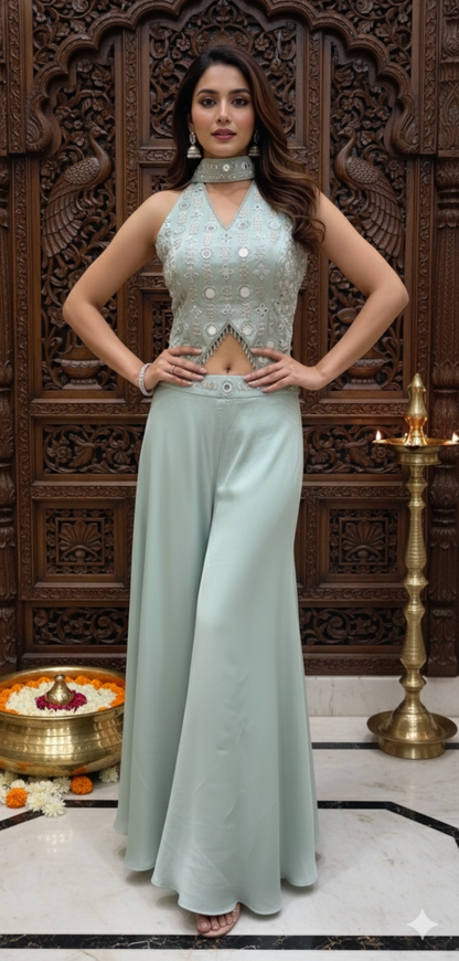 Halter Neck Top with Choker and Divider