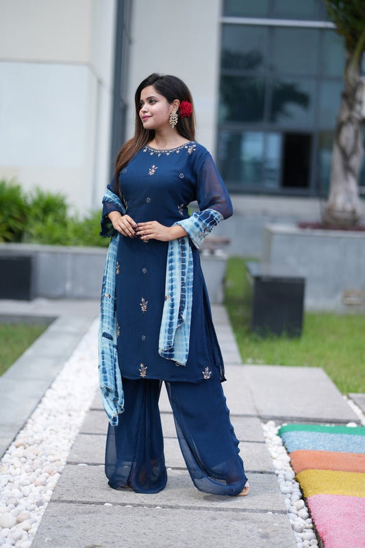 PF6553 Kurtis Chinnon Ethnic Clothing Hand Embroidery Kurta Sets Tie-Dye