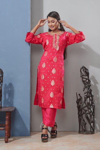 PF6864A - , Kurtis , Ethnic Clothing Festive Collection Hand Embroidery Kurta Sets Silk
