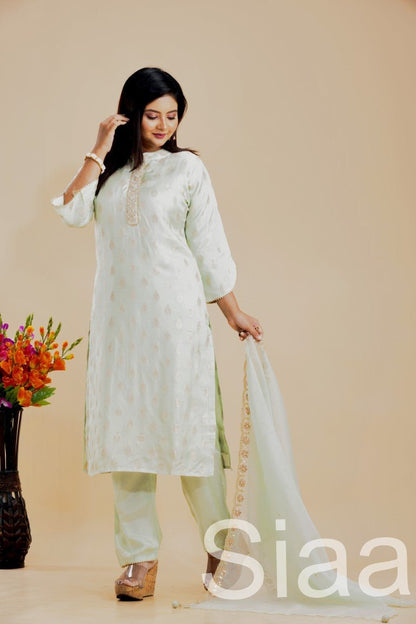 PF7137 Off White Kurtis Ethnic Clothing Festive Collection Hand Embroidery Kurta Sets Silk