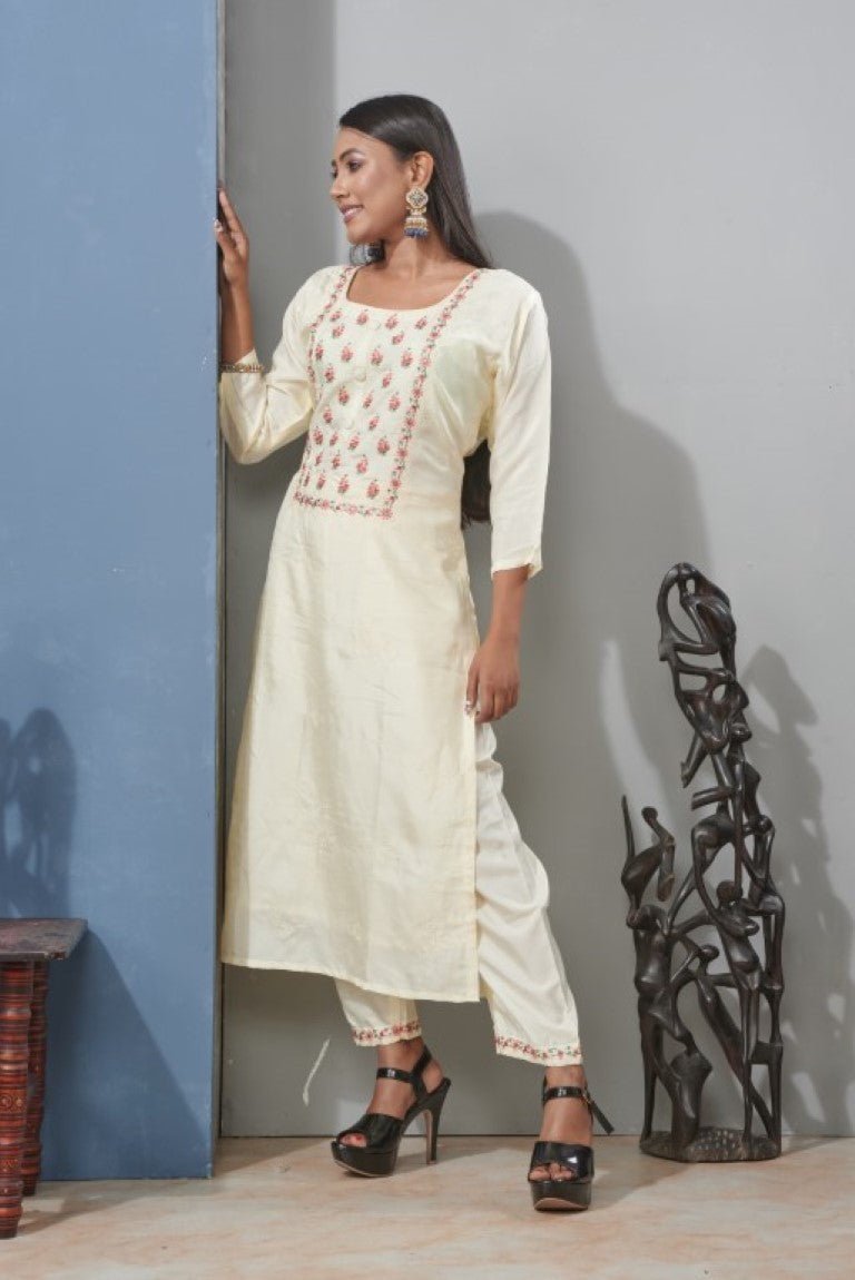 PF7141 Kurtis Ethnic Clothing Hand Embroidery Kurta Sets Silk