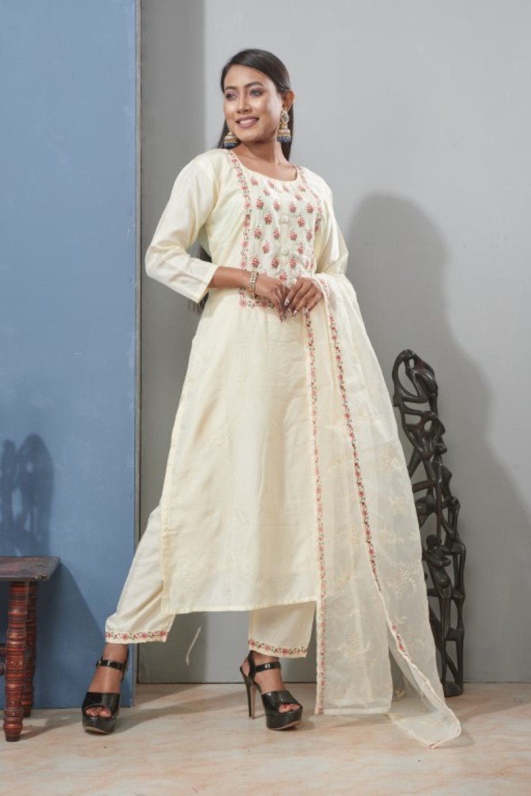 PF7141 Kurtis Ethnic Clothing Hand Embroidery Kurta Sets Silk