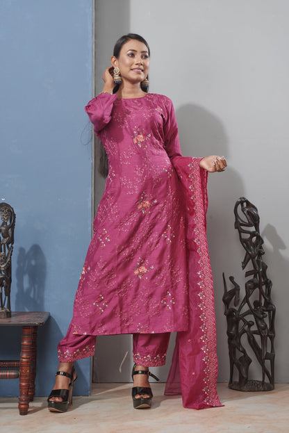 PF7142 Kurtis Ethnic Clothing Hand Embroidery Kurta Sets Silk