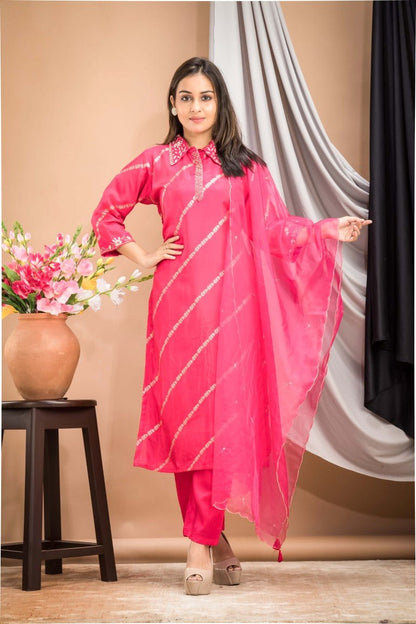 PF7146D Kurtis Ethnic Clothing Hand Embroidery Kurta Sets Silk