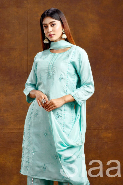 PF7165B Kurtis Ethnic Clothing Hand Embroidery Kurta Sets Shararas Silk Trending collection