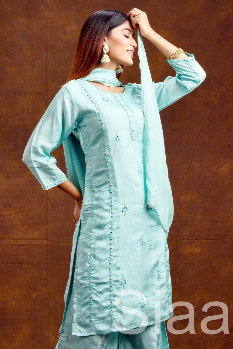 PF7165B Firoza Kurtis Ethnic Clothing Hand Embroidery Kurta Sets Shararas Silk Trending collection