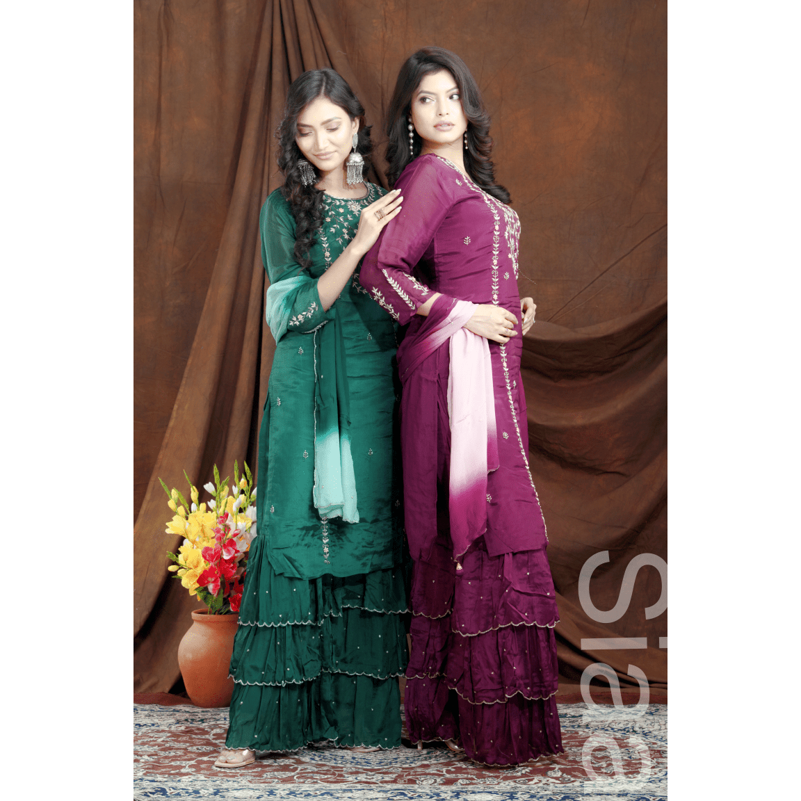 PF7181 Kurtis Chinnon Ethnic Clothing Festive Collection Hand Embroidery Kurta Sets Shararas Tie-Dye Trending Collection