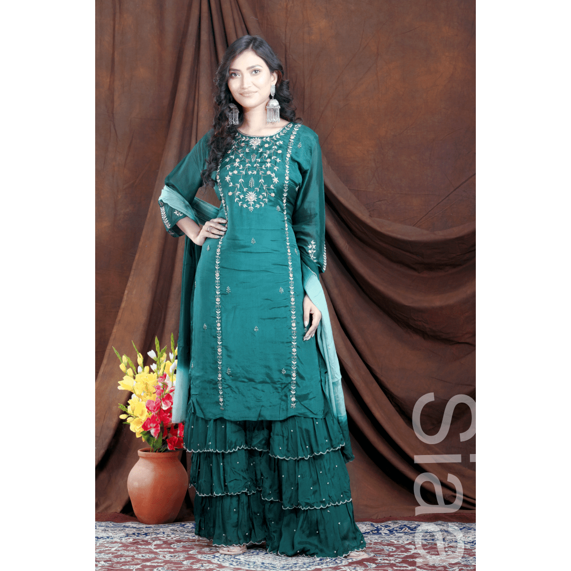 PF7181 Kurtis Chinnon Ethnic Clothing Festive Collection Hand Embroidery Kurta Sets Shararas Tie-Dye Trending Collection