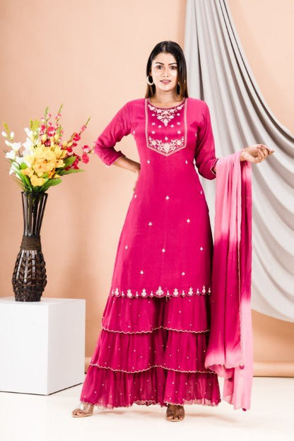 PF7213 - , Kurtis , Chinnon Ethnic Clothing Festive Collection Hand Embroidery Kurta Sets Shararas Trending Collection