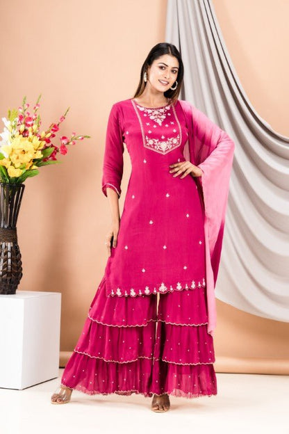 PF7213 - , Kurtis , Chinnon Ethnic Clothing Festive Collection Hand Embroidery Kurta Sets Shararas Trending Collection