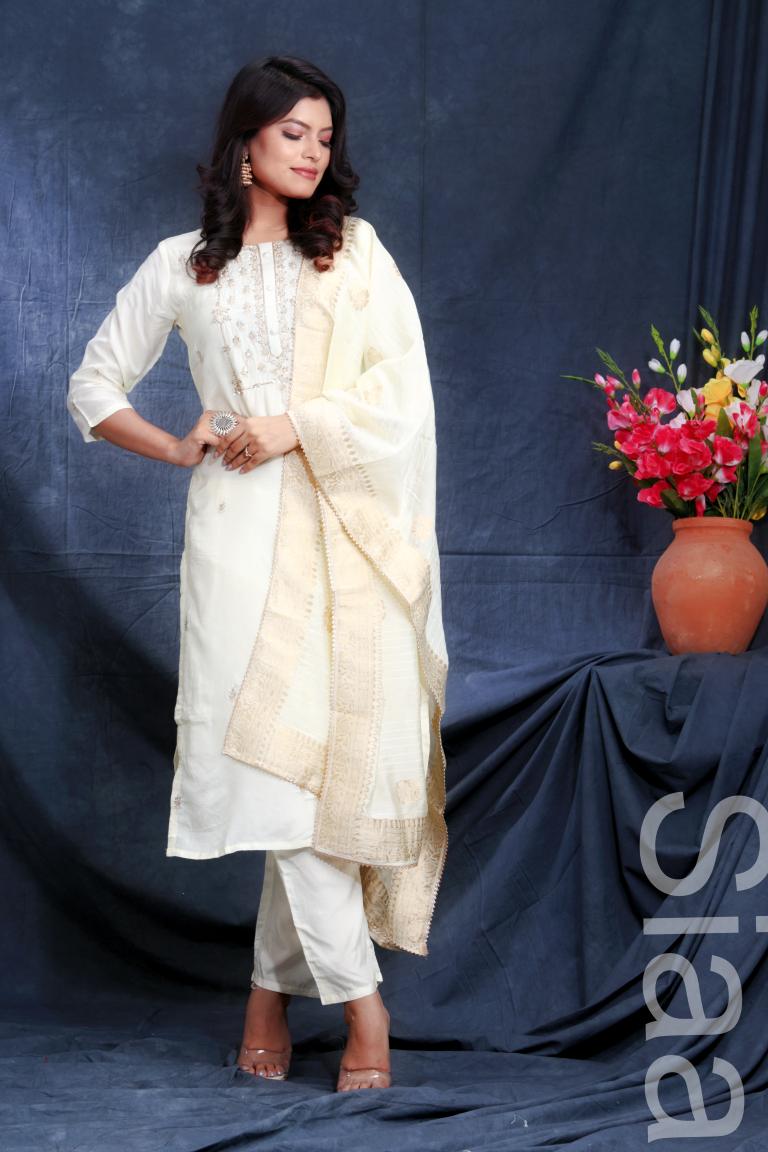 PF7219A Kurtis Banarasi Ethnic Clothing Festive Collection Hand Embroidery Kurta Sets Silk