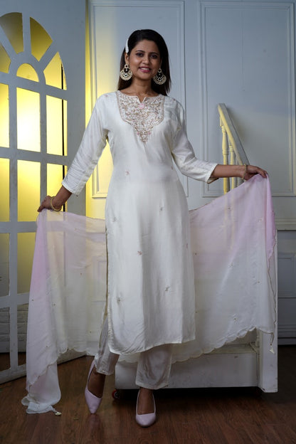 PF7267A - , Kurtis , Ethnic Clothing Hand Embroidery Kurta Sets Silk