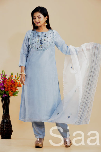 PF7280 Kurtis Ethnic Clothing Hand Embroidery Kurta Sets Silk