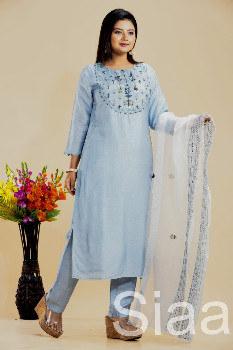 PF7280 Kurtis Ethnic Clothing Hand Embroidery Kurta Sets Silk