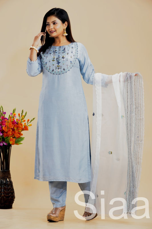 PF7280 Kurtis Ethnic Clothing Hand Embroidery Kurta Sets Silk