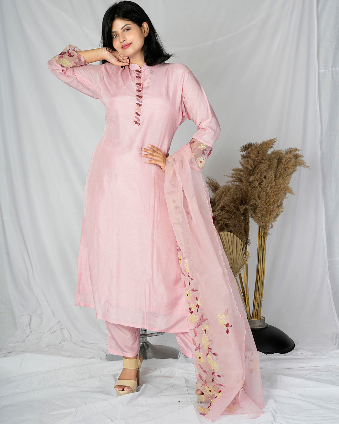 PF7282 Kurtis Ethnic Clothing Hand Embroidery Kurta Sets Silk