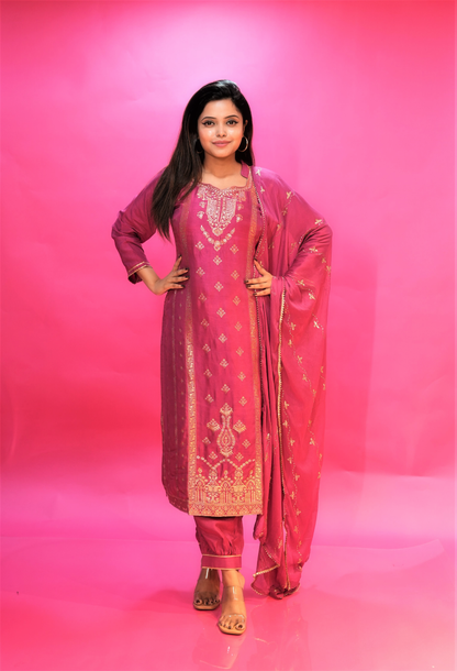 PF7289A - , Kurtis , Ethnic Clothing Hand Embroidery Kurta Sets Silk