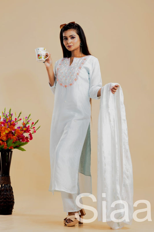 PF7331 Kurtis Ethnic Clothing Hand Embroidery Kurta Sets Silk