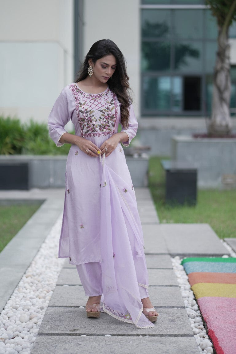 PF7354 Kurtis Ethnic Clothing Hand Embroidery Kurta Sets Silk