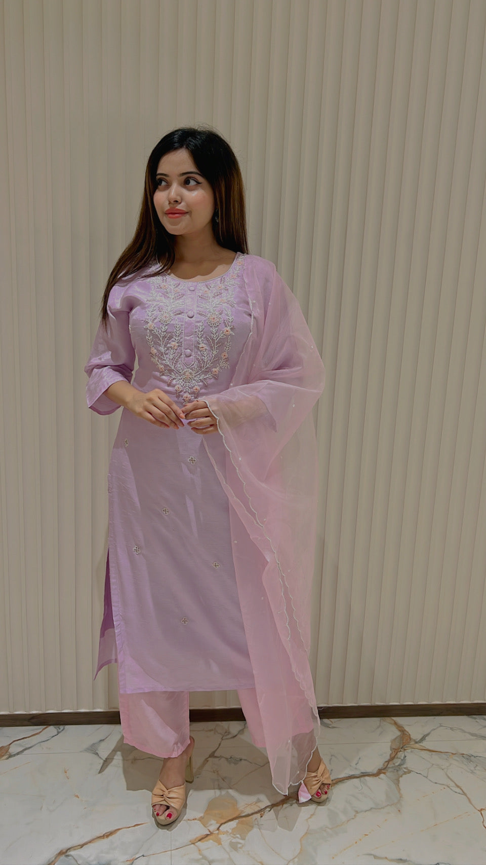 PF7394 - , Kurtis , Ethnic Clothing Hand Embroidery Kurta Sets Silk