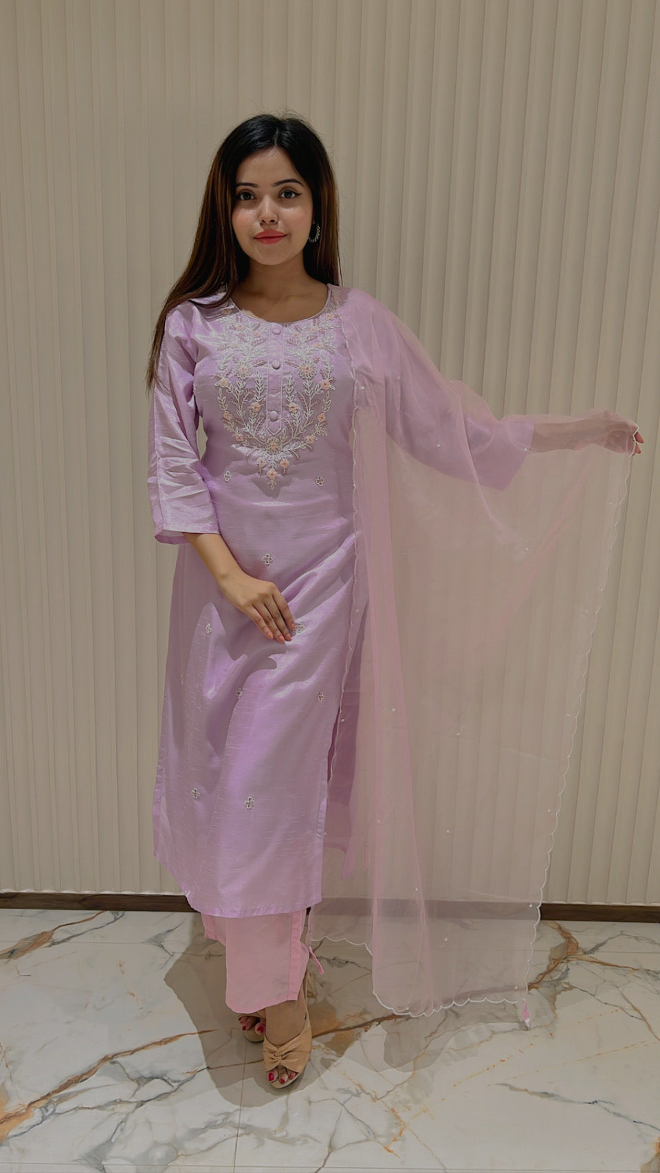 PF7394 - , Kurtis , Ethnic Clothing Hand Embroidery Kurta Sets Silk